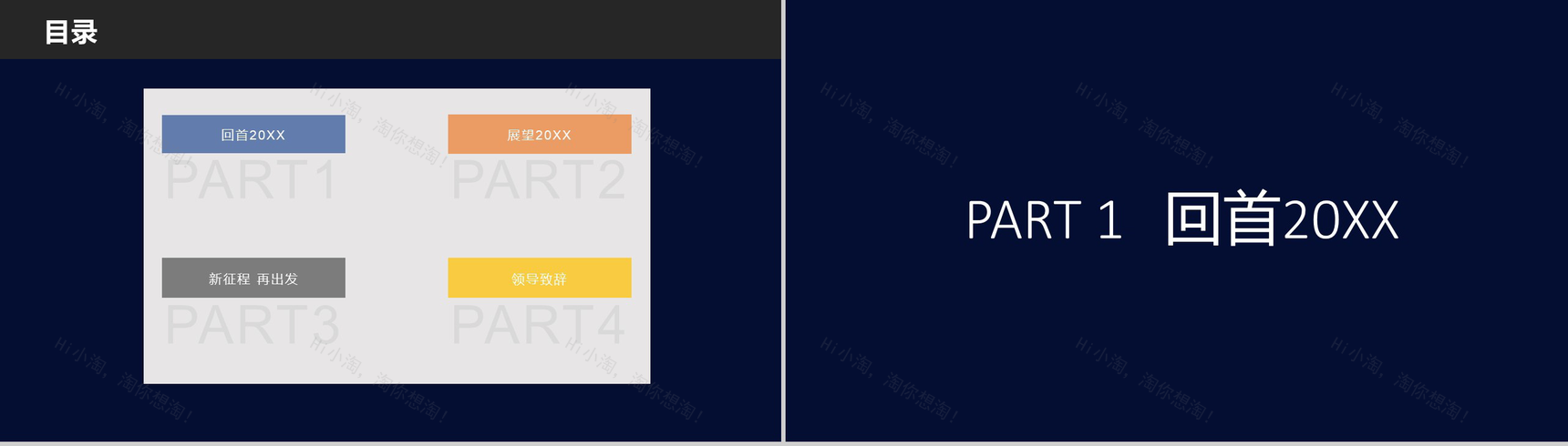 深蓝色商务风公司年度总结商务汇报PPT模板-2
