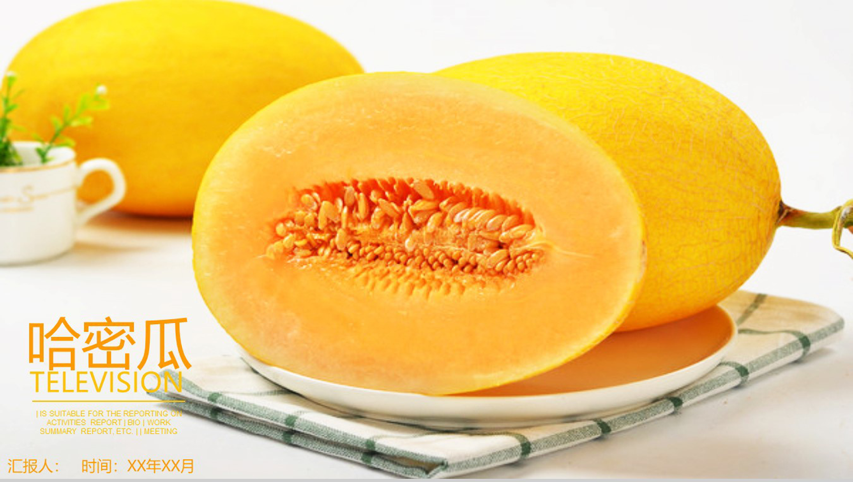 哈密瓜水果介绍工作汇报PPT模板