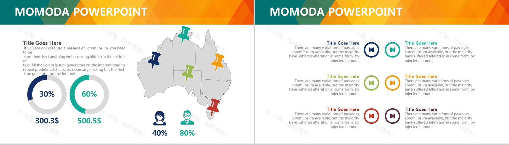 创意彩绘欧美商务工作汇报总结PPT模板-3