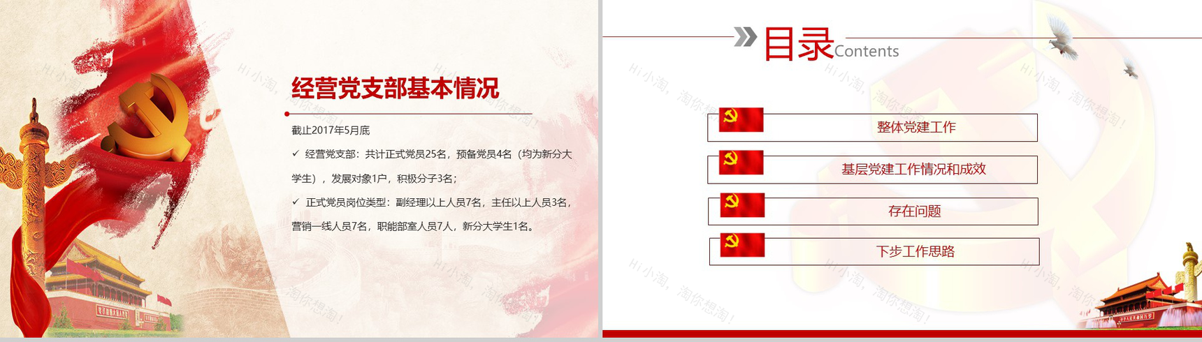 庄严大气中国移动经营部党支部党建工作述职报告PPT模板-2
