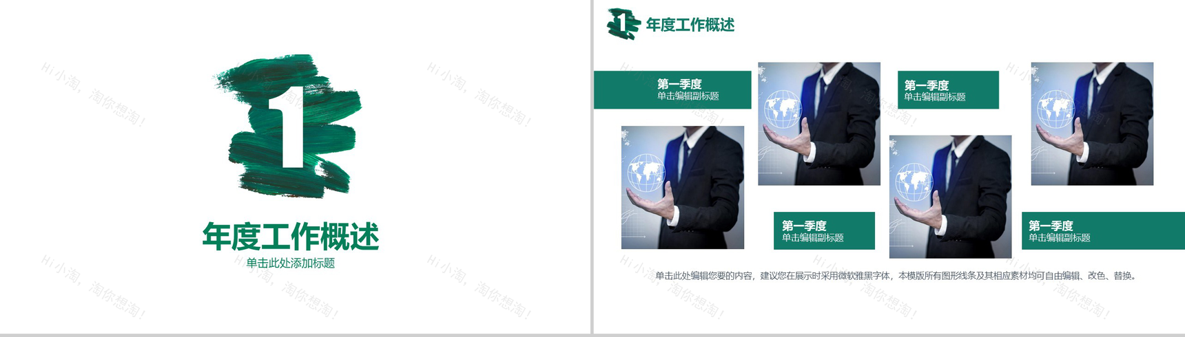 绿色大气商务市场分析调查工作总结PPT模板-3