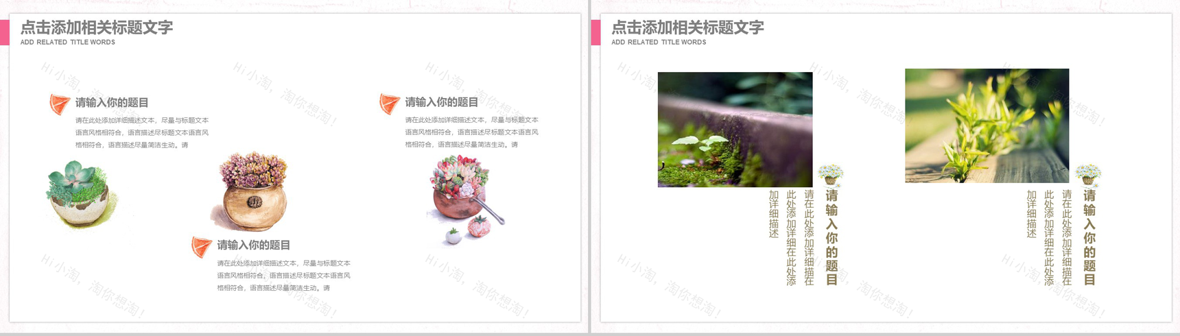 遇见多肉小清新文艺通用企业宣传PPT模板-12