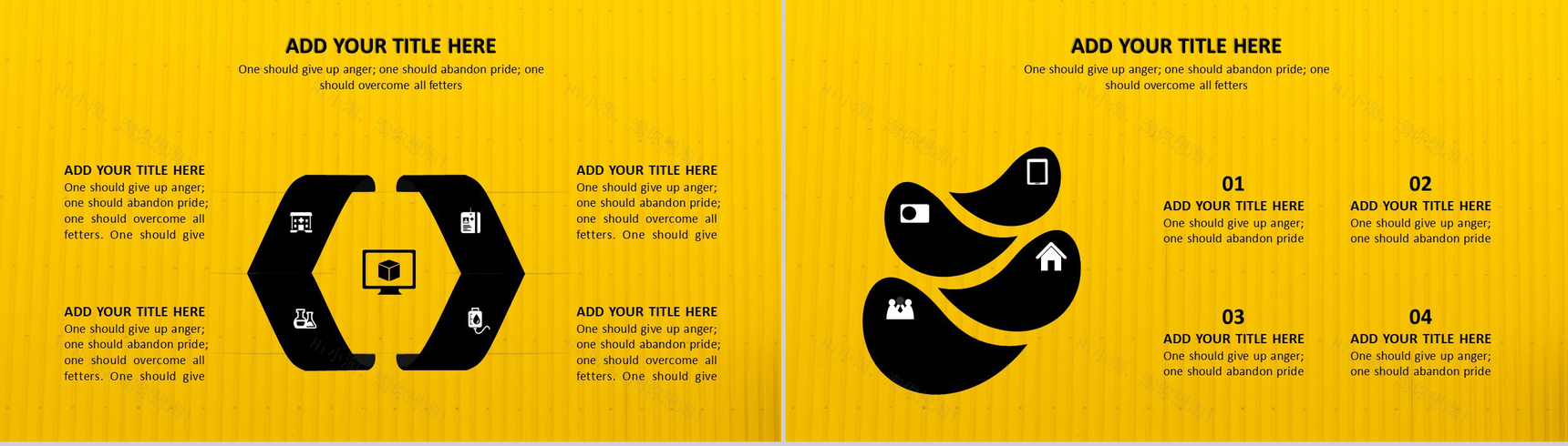 企业静态绘画商务总结精选黄色汇报PPT模板-11