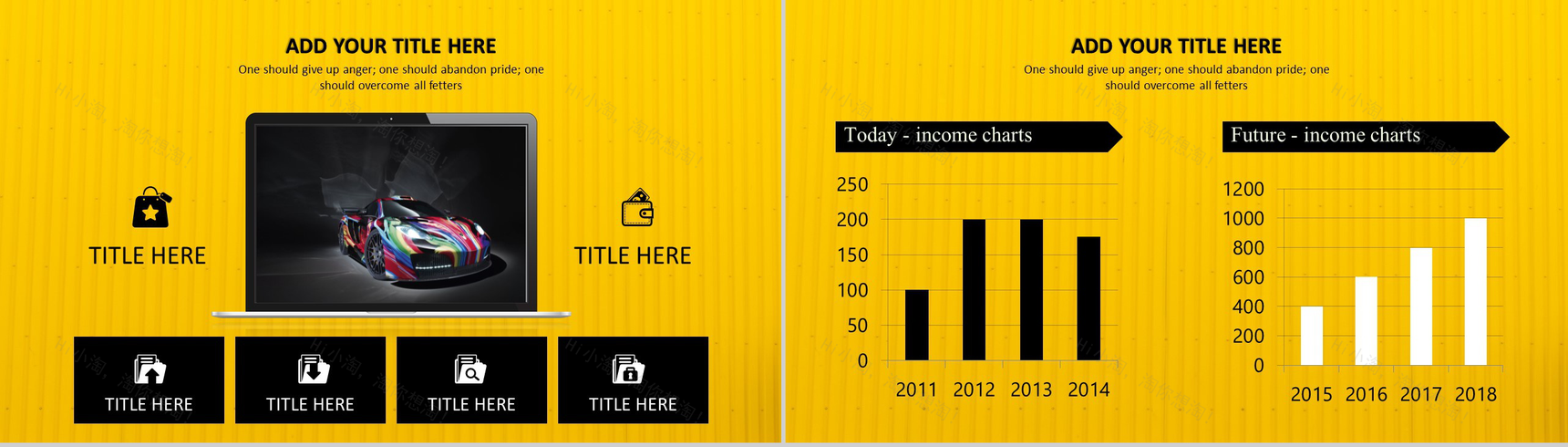 企业静态绘画商务总结精选黄色汇报PPT模板-10