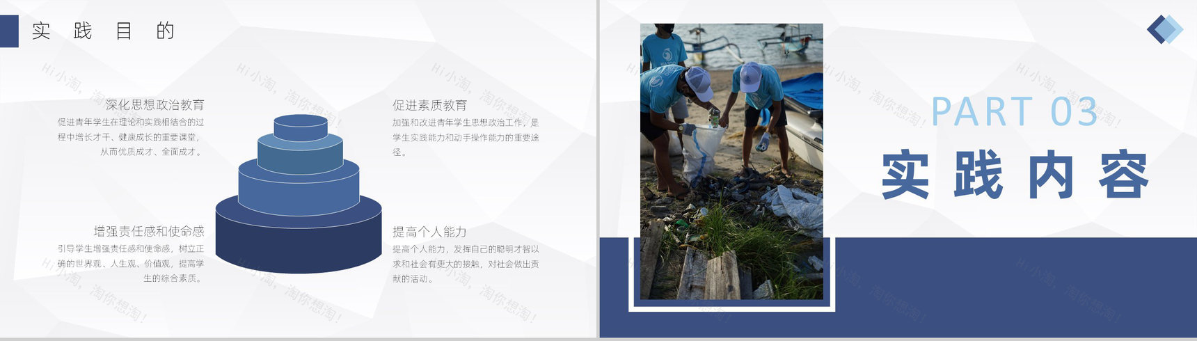 假期大学生义务劳动社会实践活动总结报告通用PPT模板-5