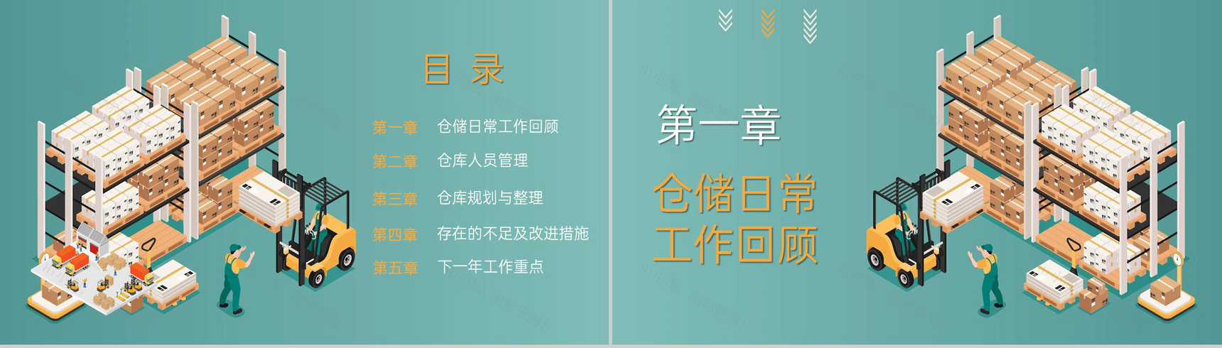绿色简约仓库部门工作报告年终总结计划制定PPT模板-2