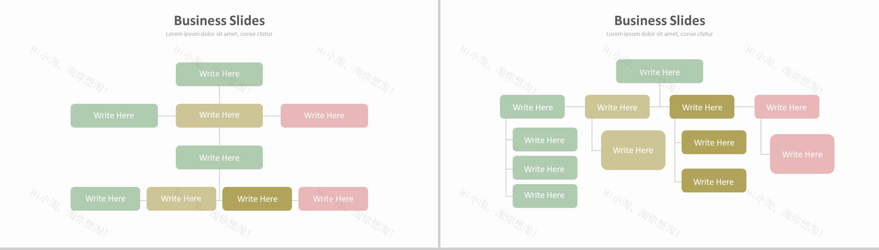 40页小清新组织结构时间线图表-2