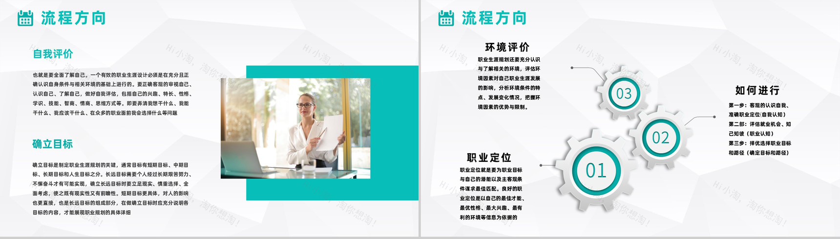 青色大学生职业生涯规划设计和就业指导知识讲座PPT模板-3