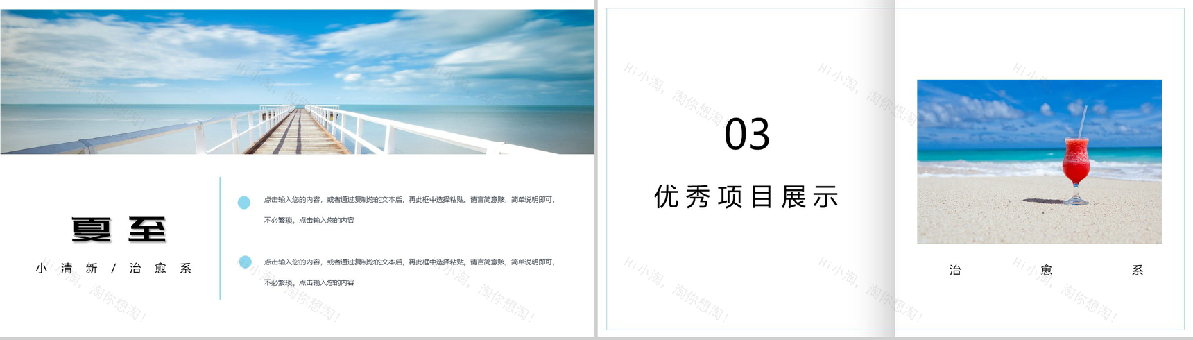 小清新邂逅夏至工作计划总结PPT模板-6