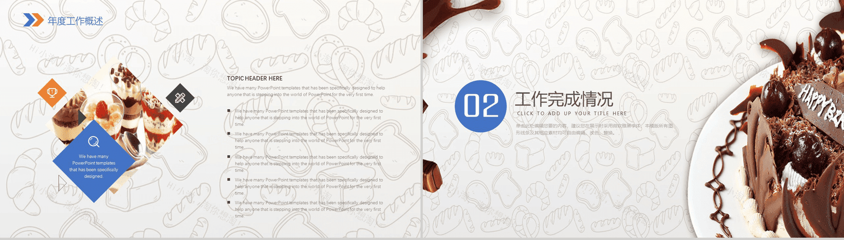 创意甜品巧克力背景工作总结PPT模板-4