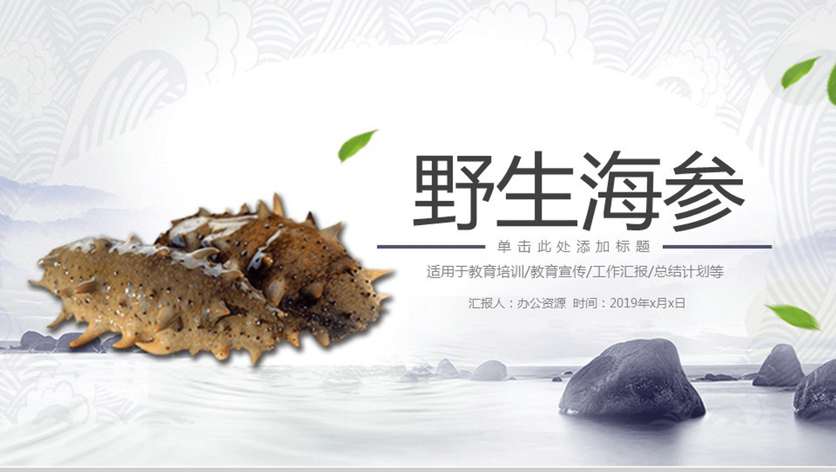 健康野生海参动态产品推广宣传工作汇报PPT模板