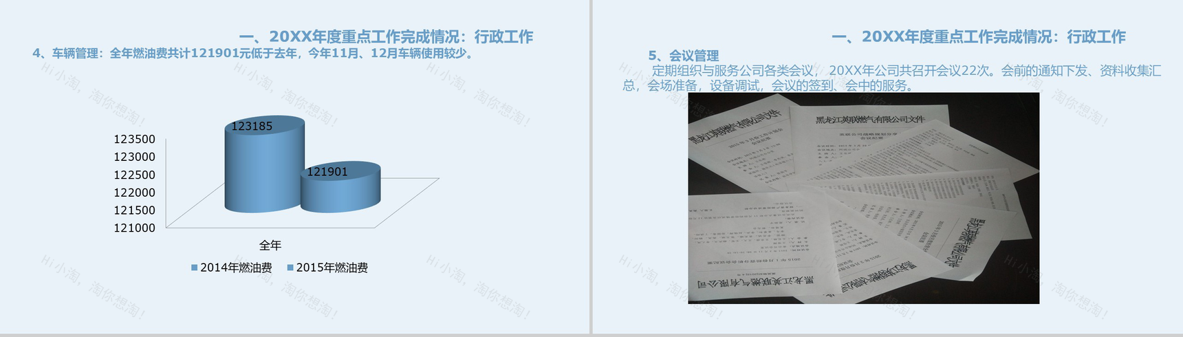 蓝色简约某燃气公司行政部年度工作总结PPT模板-8