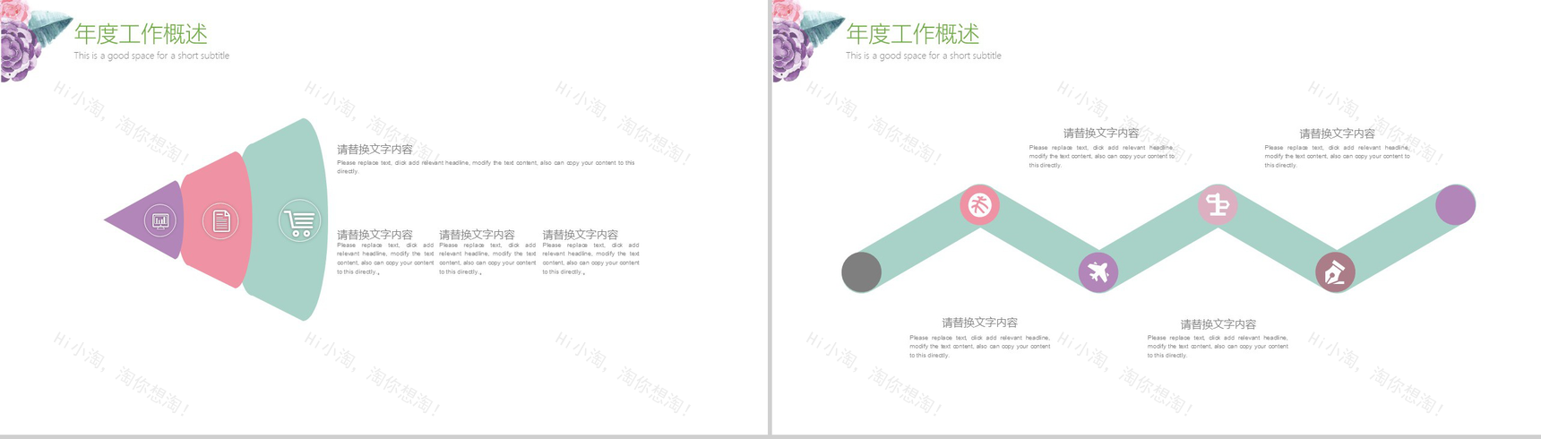 绚丽花纹年度工作总结PPT模板-5