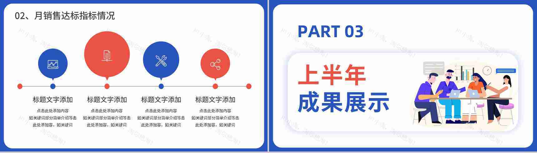 蓝色商务风公司销售部心得体会年终总结年中招商引资工作汇报要点PPT模板-7