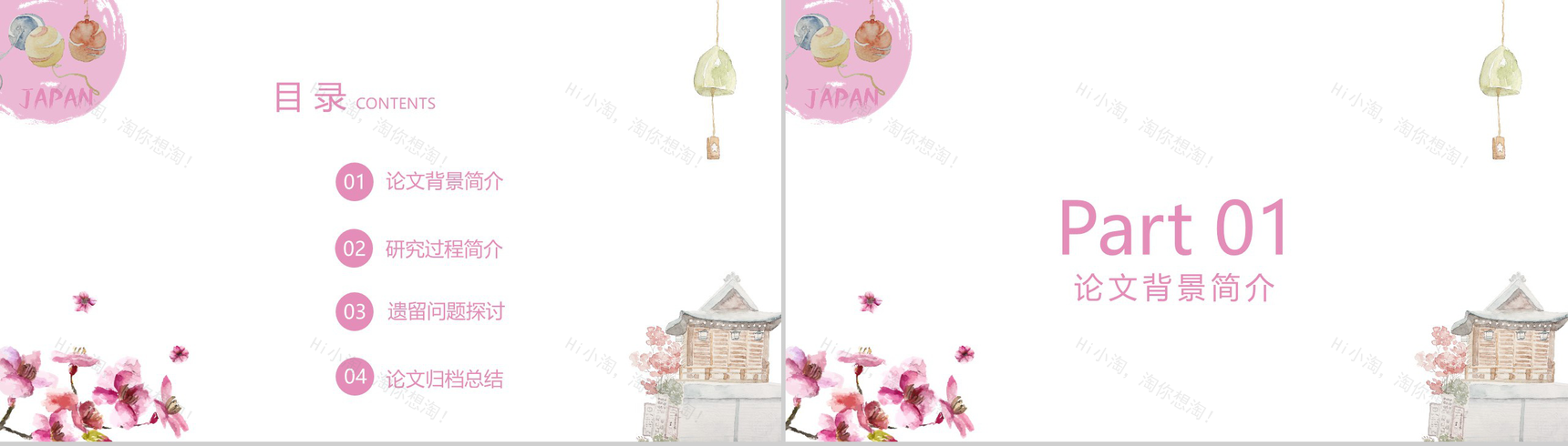 粉色日系文艺小清新工作总结PPT模板-2