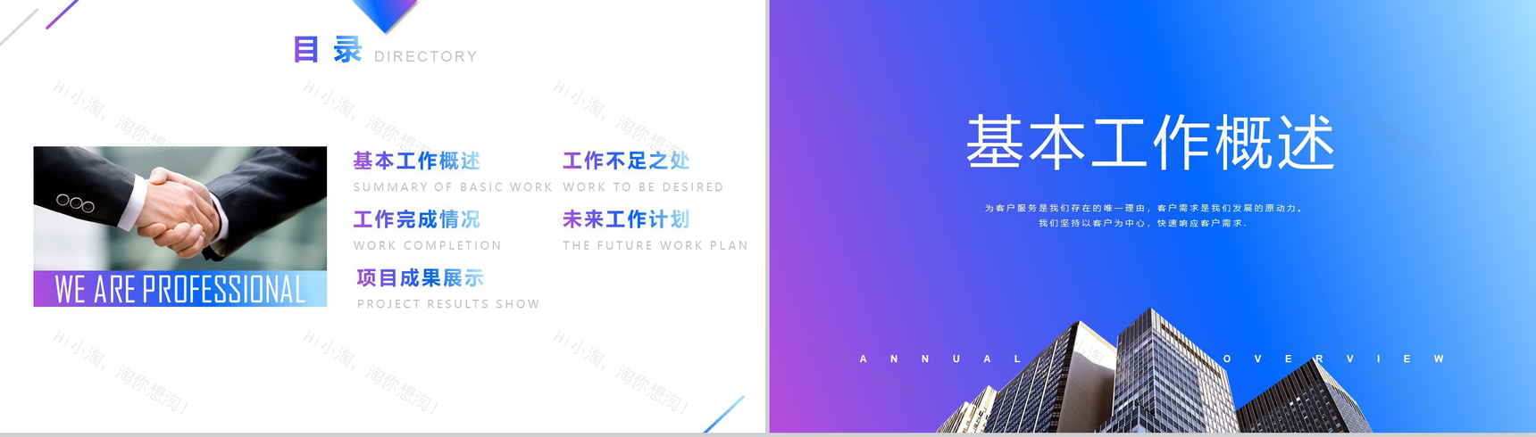 蓝紫iOS商务风格述职报告工作总结PPT模板-2
