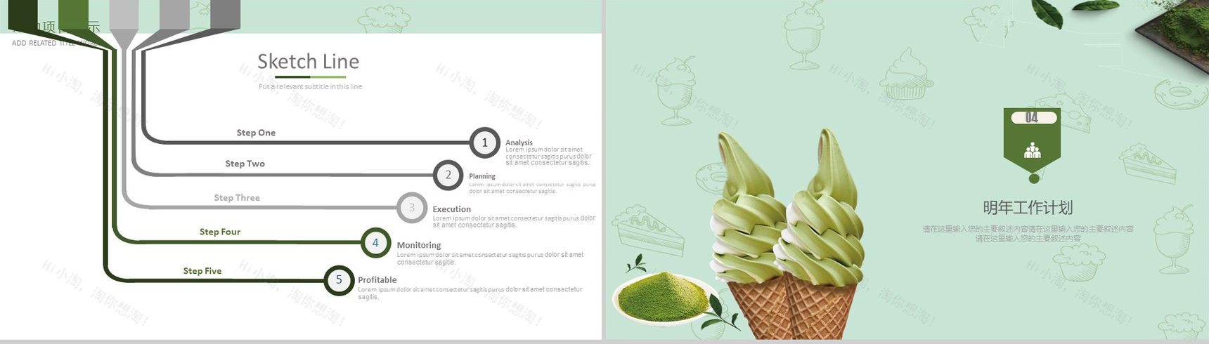 精美大气绿色甜品冰激凌项目宣传策划PPT模板-10