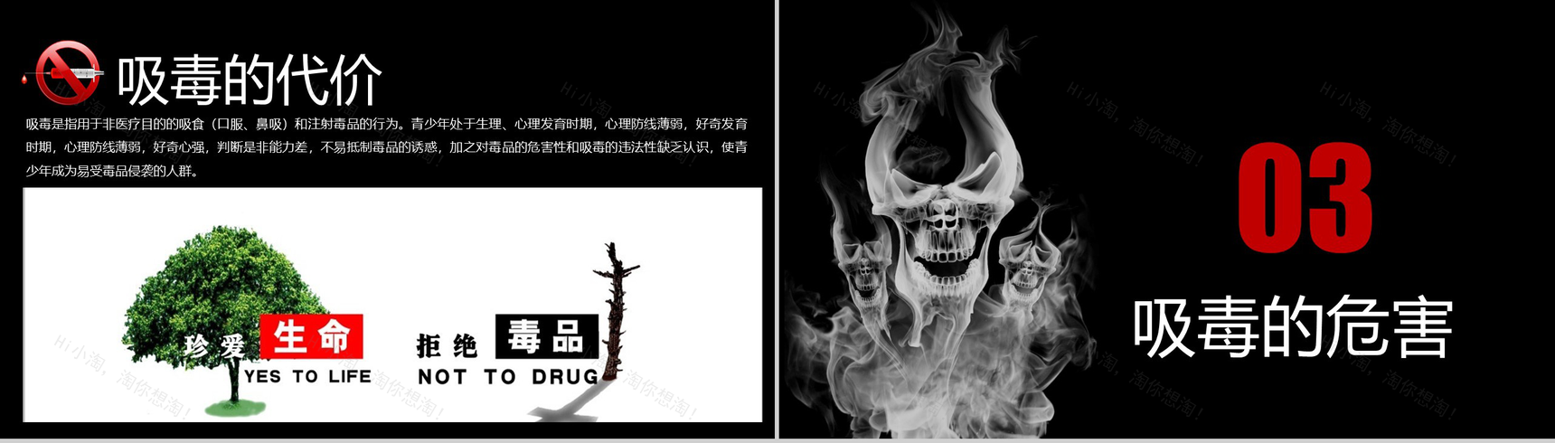 黑色大气珍爱生命远离毒品禁毒教育宣传PPT模板-6