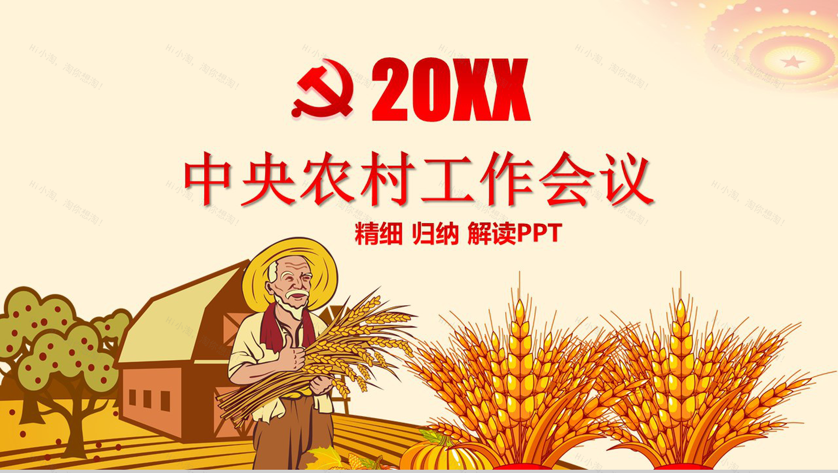 精致简约中央农村工作会议实现乡村振兴战略PPT模板-1