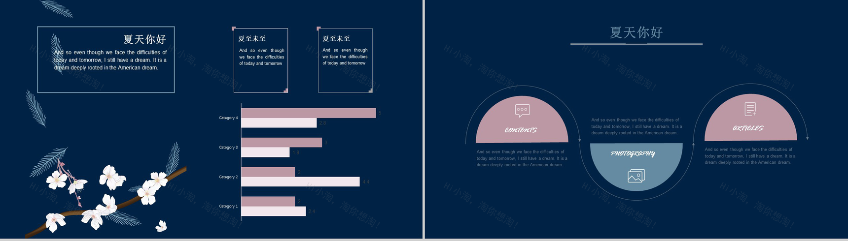 你好夏天主题工作汇报PPT模板-3