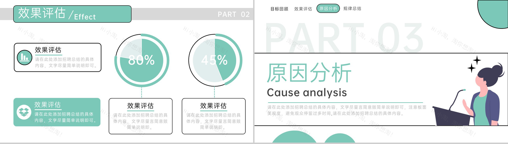 绿色扁平风年度招聘部门复盘总结PPT模板-5