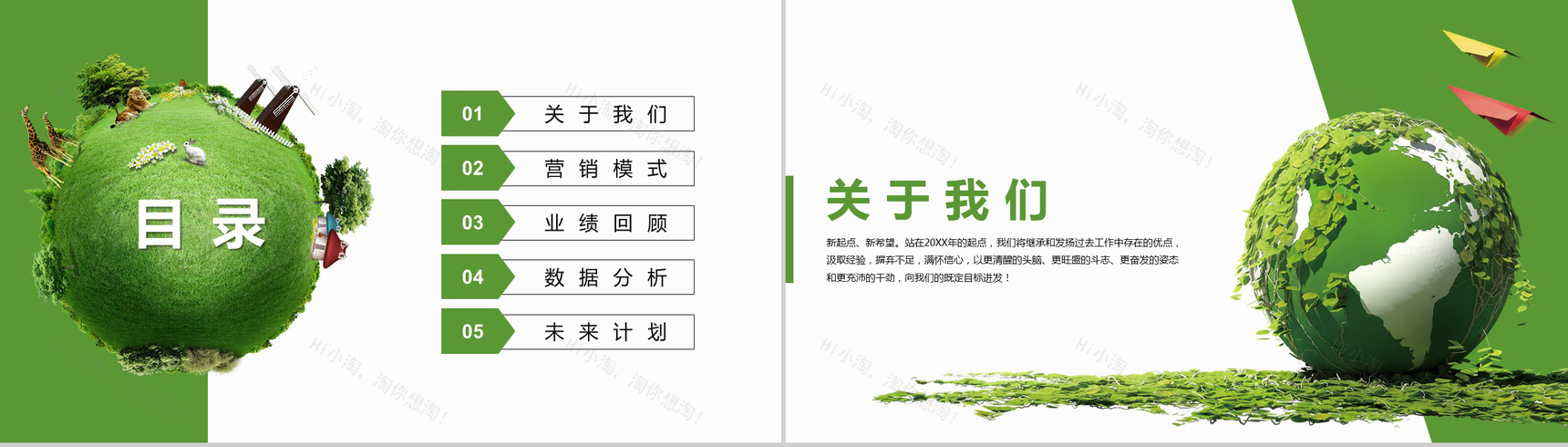 大气绿色节能环保年度工作总结汇报PPT模板-2