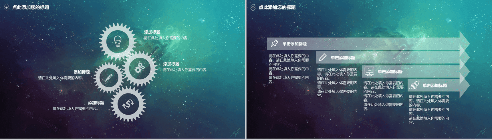 梦幻星空唯美清新商务总结报告PPT模板-9
