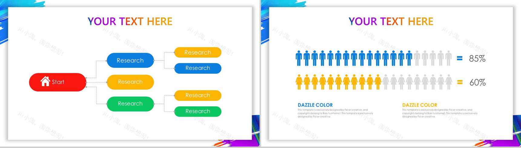 绚丽水彩风工作汇报通用PPT模板-6