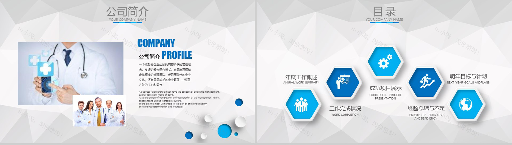 简洁大气微立体医疗医药行业工作汇报PPT-2