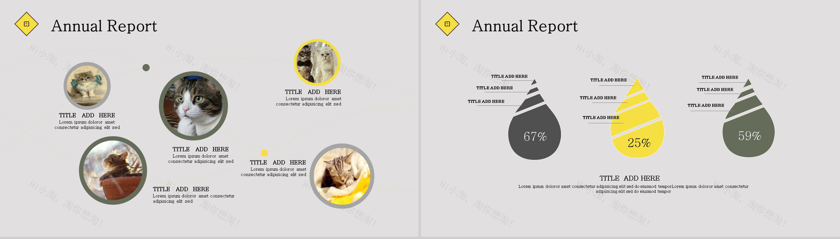 精美简约猫咪工作汇报总结PPT模板-3
