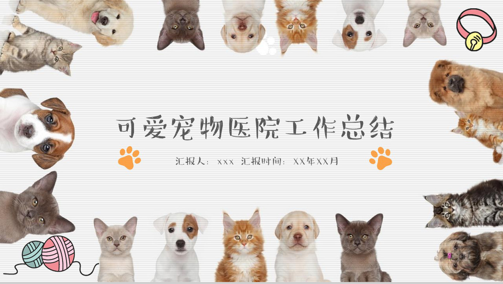 可爱宠物医院工作总结PPT模板