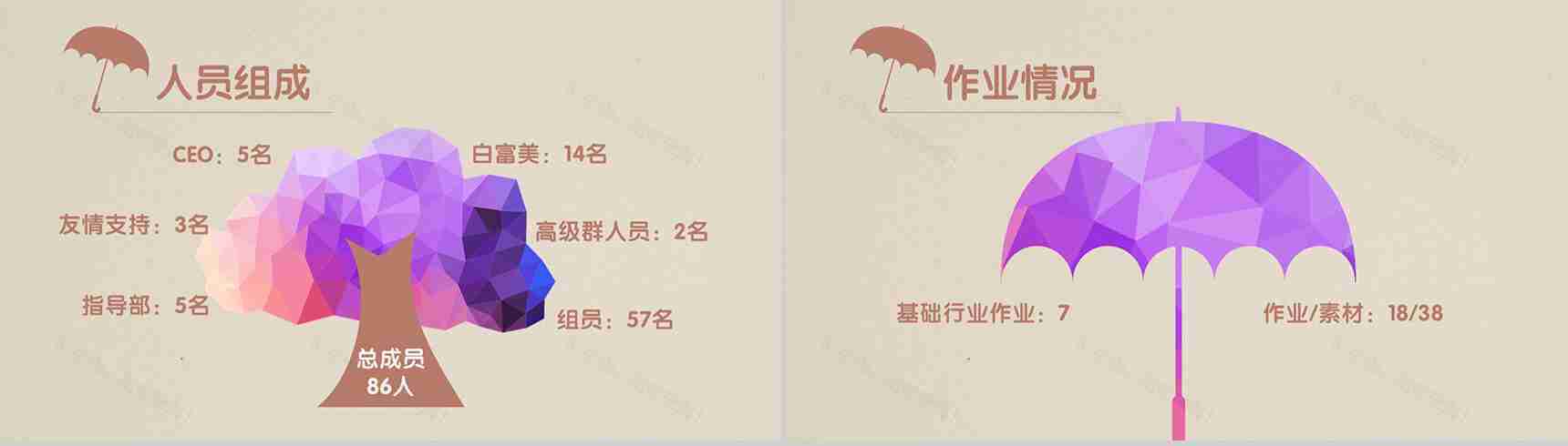 创意时尚多边形彩云通用PPT模板-3