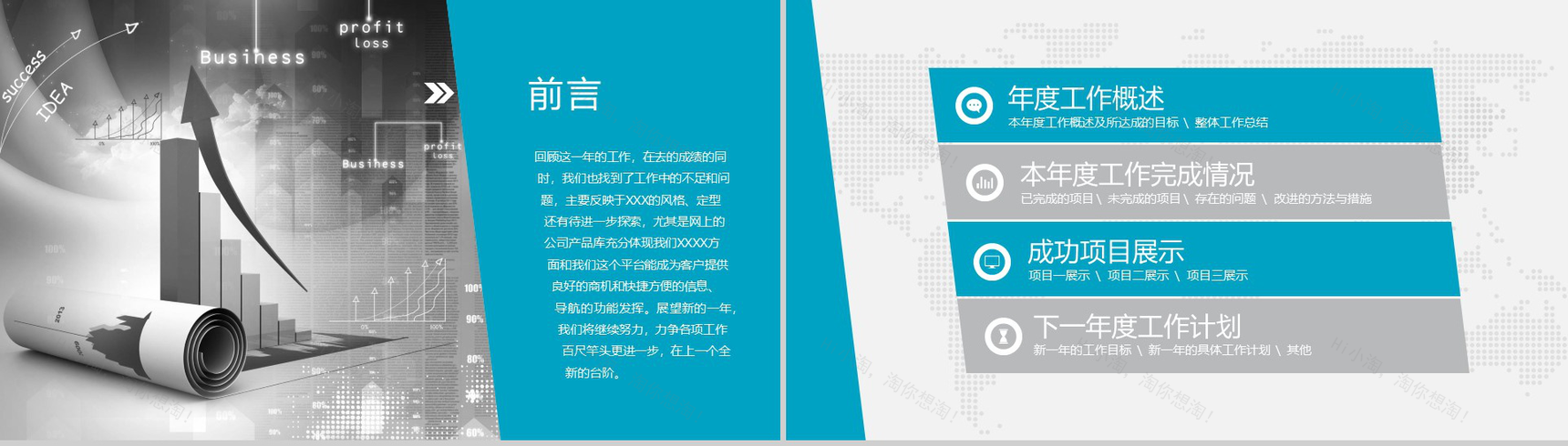 蓝色精美商务风个人工作总结汇报PPT模板-2