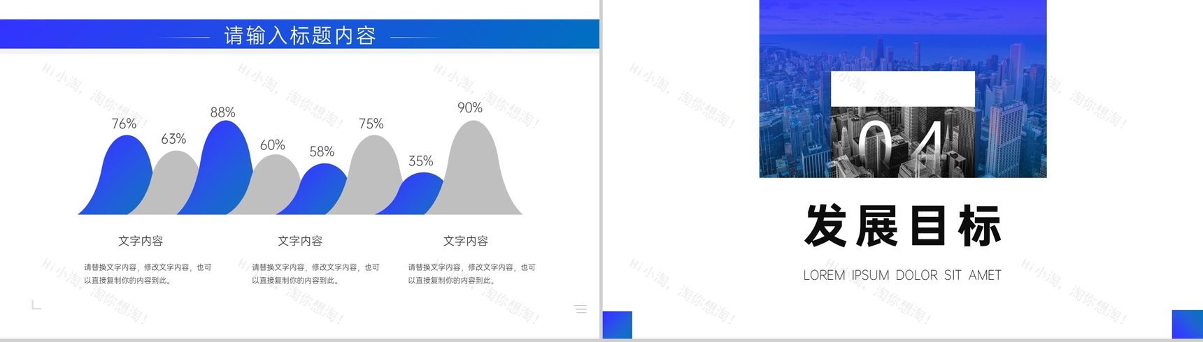 淡雅简洁经典蓝白配色工作总结计划PPT模板-8