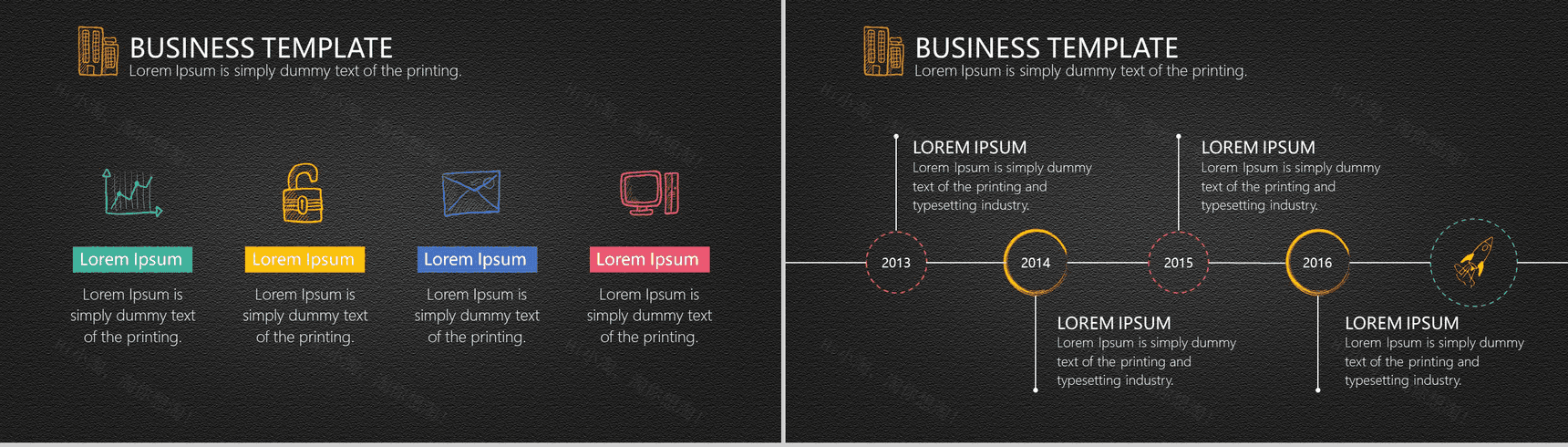 黑色手绘高端大气年终汇报总结报告PPT模板-6