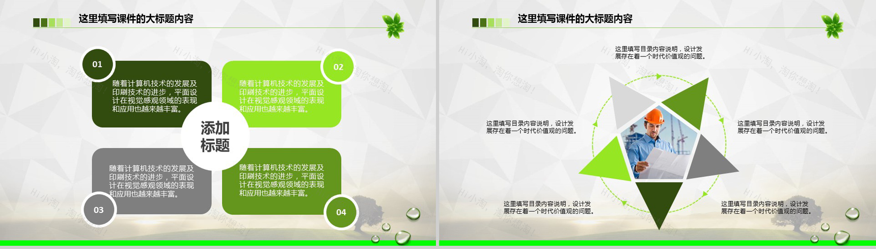 环保行业专用绿色时尚工作汇报年度总结PPT模板-6