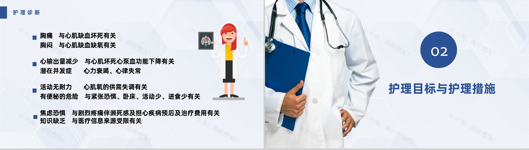 扁平化风格蓝色医疗急性心梗护理查房PPT模板-4