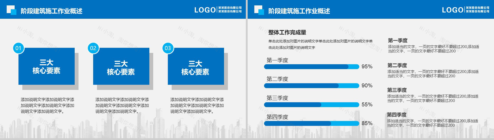 蓝色完整简约风个人总结工作汇报PPT模板-5