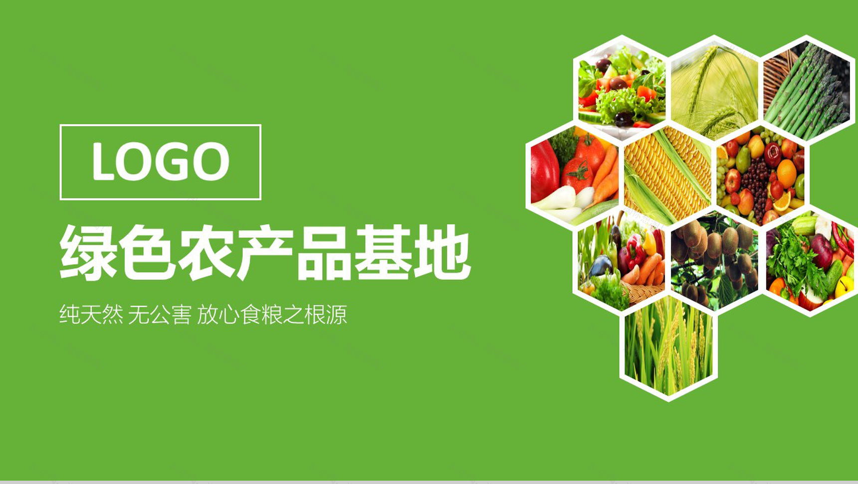 简约大气绿色农产品背景优势介绍培训创意环保食物基地介绍宣传PPT模板-1
