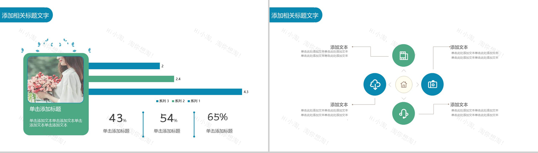 清爽简约时尚花纹工作汇报PPT模板-11