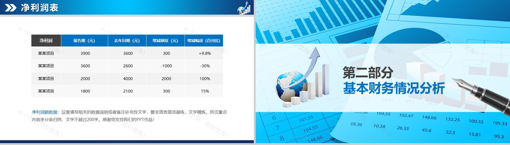 蓝色扁平风财务数据分析报告PPT模板-8