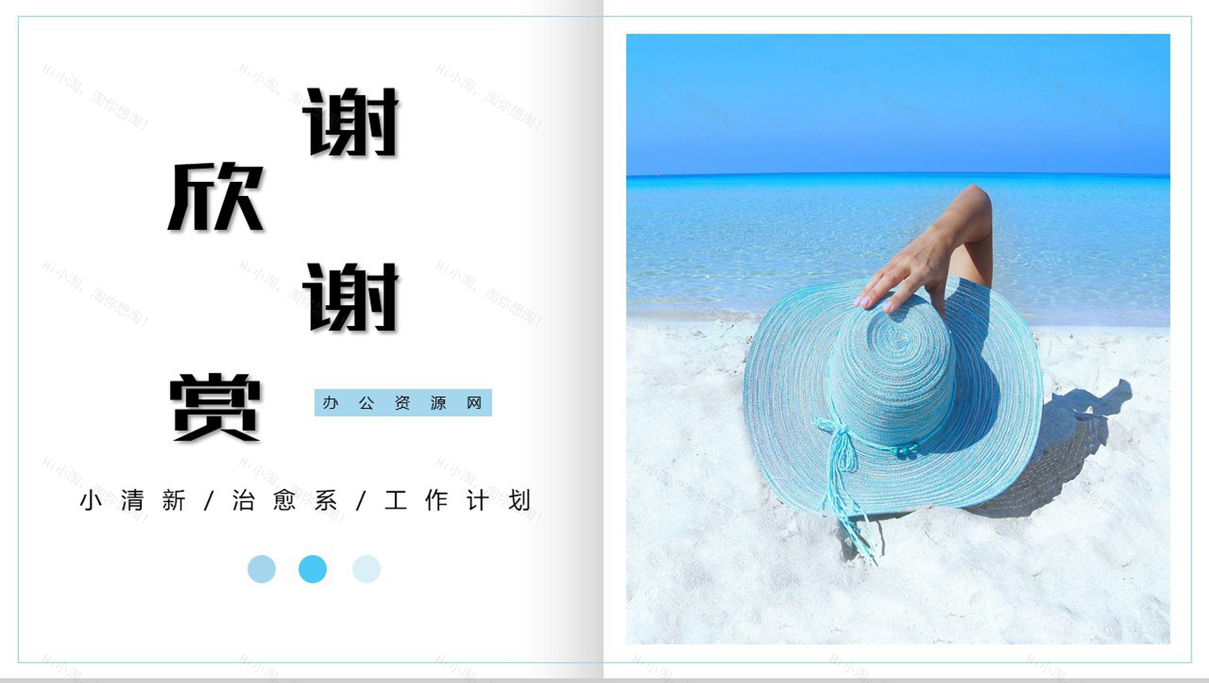 小清新邂逅夏至工作计划总结PPT模板-11