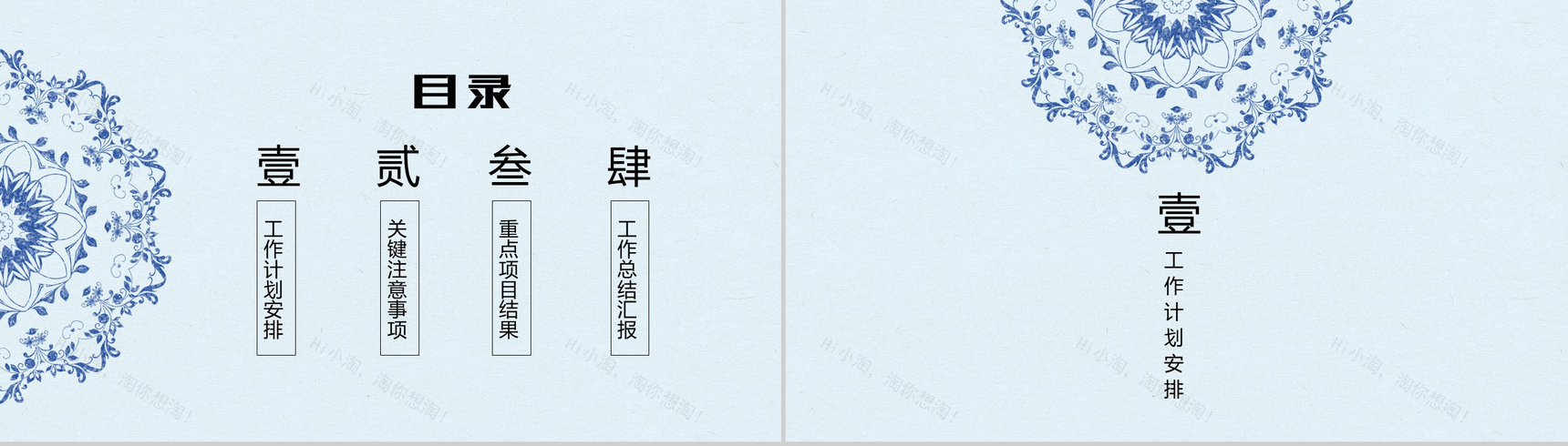 中国风青花瓷背景个人工作总结PPT模板-2