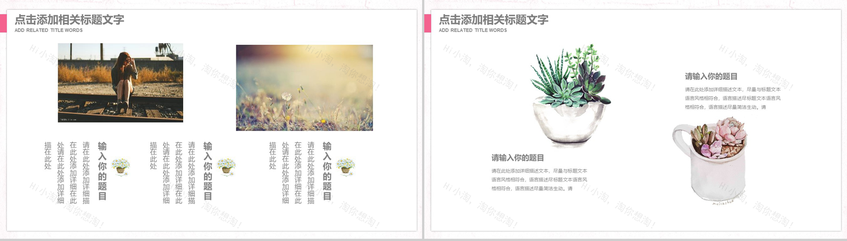 遇见多肉小清新文艺通用企业宣传PPT模板-4