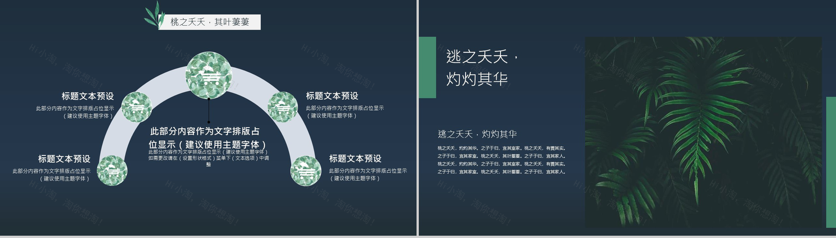 森系文艺系列桃之夭夭工作汇报PPT模板-9