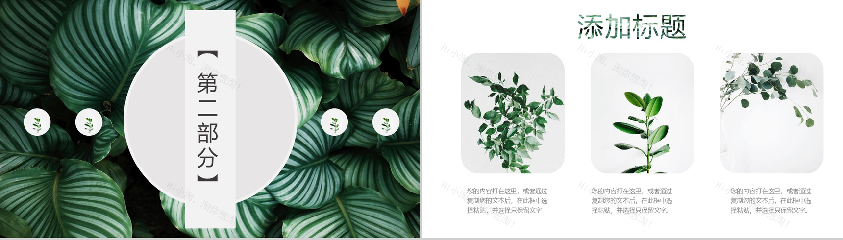 2020绿叶森系文艺工作总结PPT模板-4