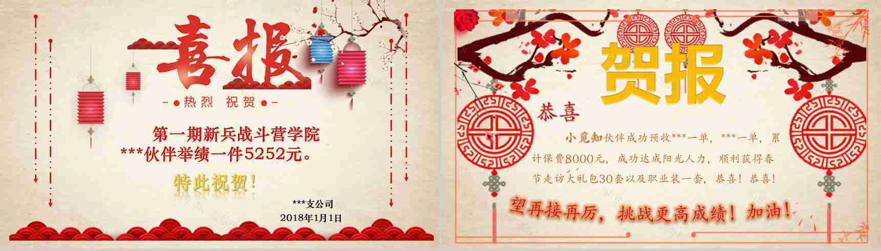 中国风热烈祝贺喜报贺报庆祝PPT模板-9