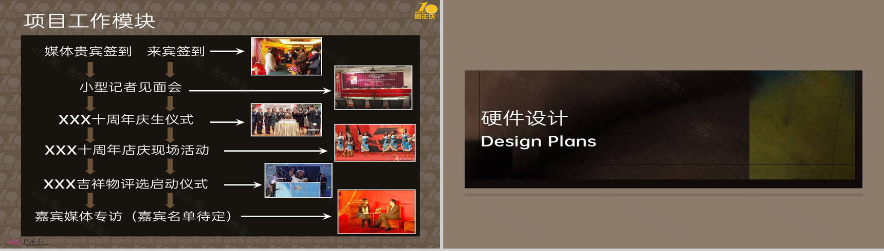 棕色简约风企业创立十周年庆典活动流程策划方案PPT模板-3