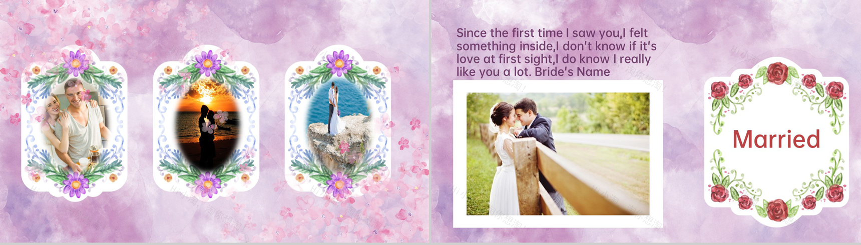 紫色清新唯美浪漫婚礼进行时流程介绍PPT模板-3