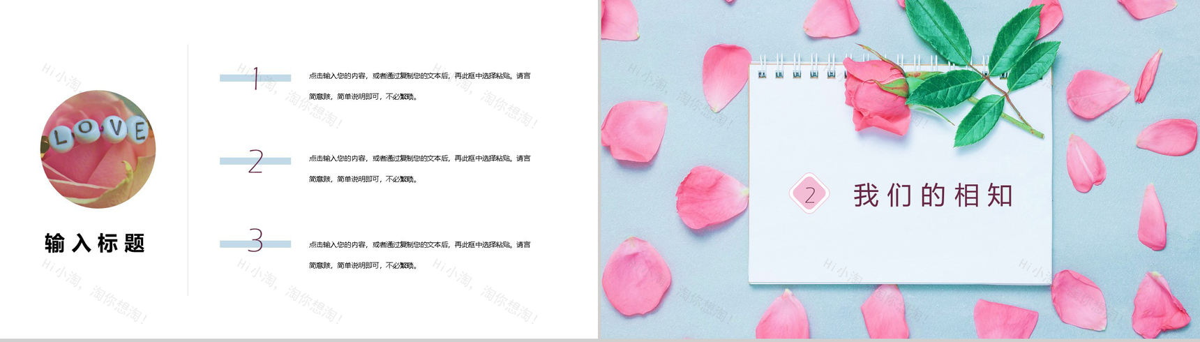 粉蓝唯美森系小清新婚礼开场片头结婚相册图集PPT模板-4